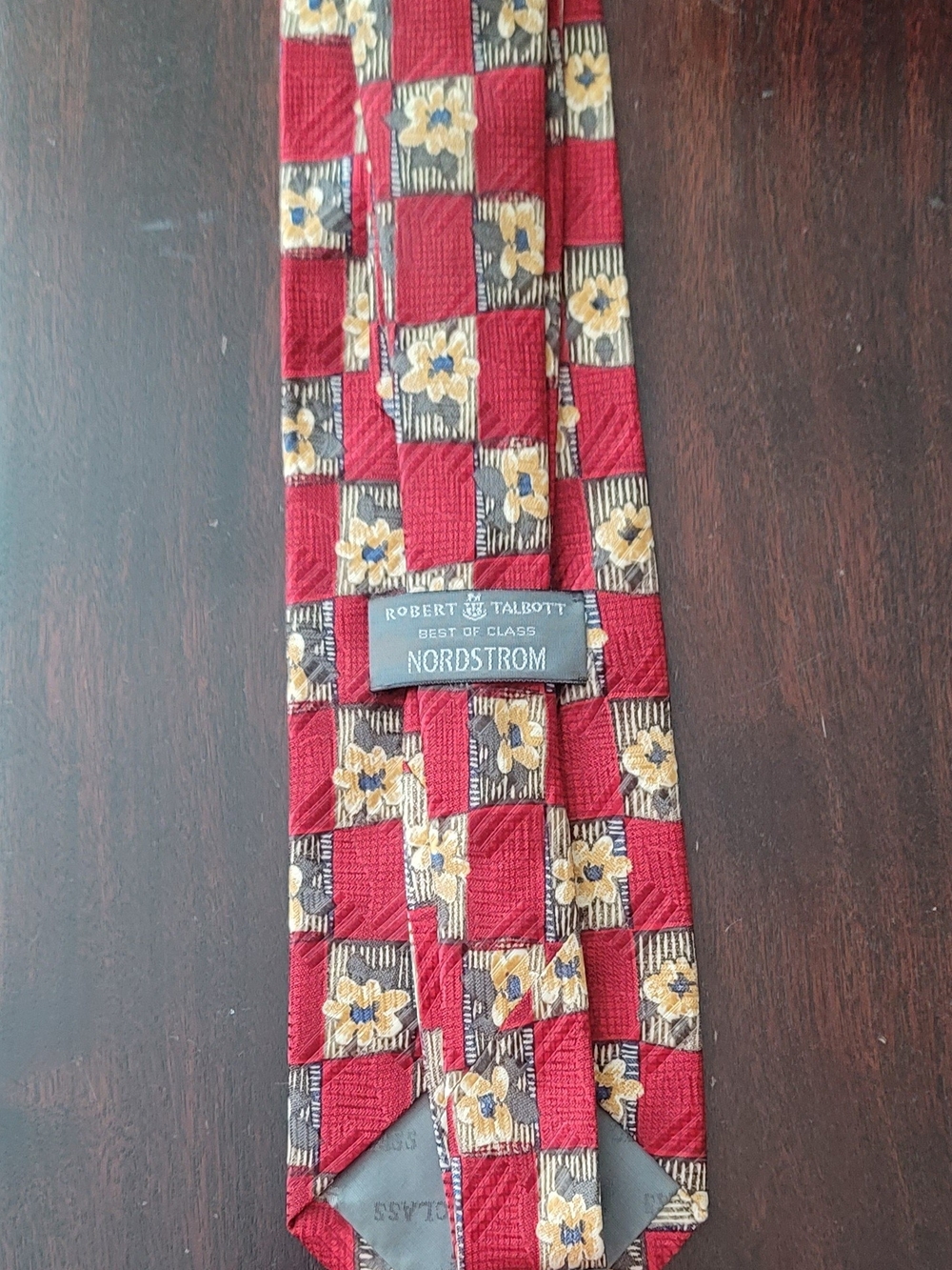 Robert Talbott Red and Yellow Floral Check Silk Tie